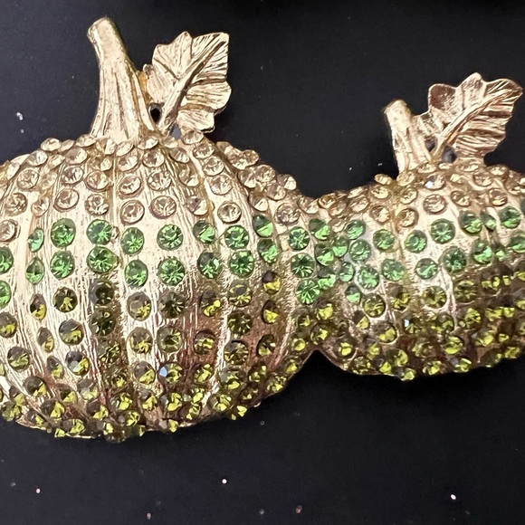 Tahar Fall Harvest Napkin Rings Set Of 4 Green Gold Rhinestone Pumpkins Formal - Picture 9 of 11